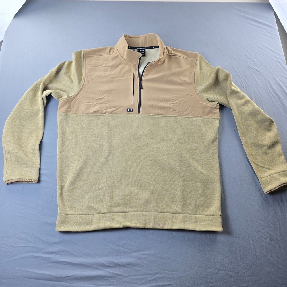Under Armour Storm Golf Mens XL 1/4 Zip Pullover Tan Beige Heather‎